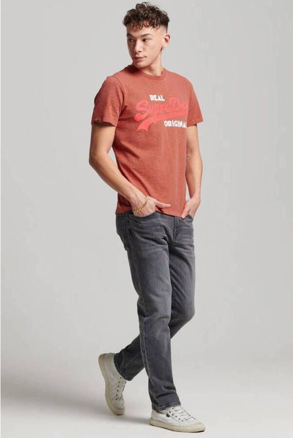 Superdry oversized T-shirt Real Original Overdyed met logo rood