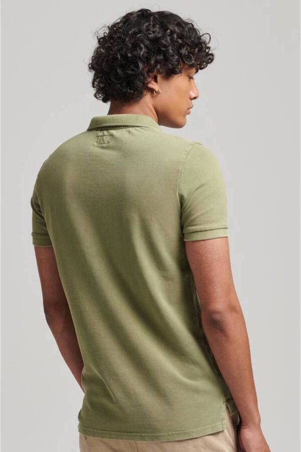 Superdry regular fit polo Destroyed olive khaki