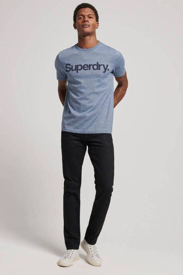Superdry T-shirt met logo grijsblauw