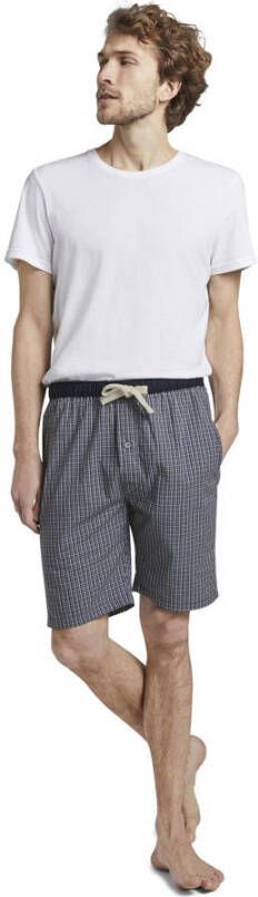 Tom Tailor geruite pyjamashort donkerblauw wit