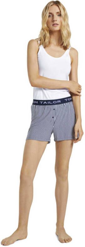 Tom Tailor gestreepte pyjamashort donkerblauw wit