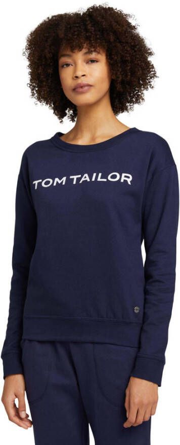 Tom Tailor loungetop met printopdruk donkerblauw