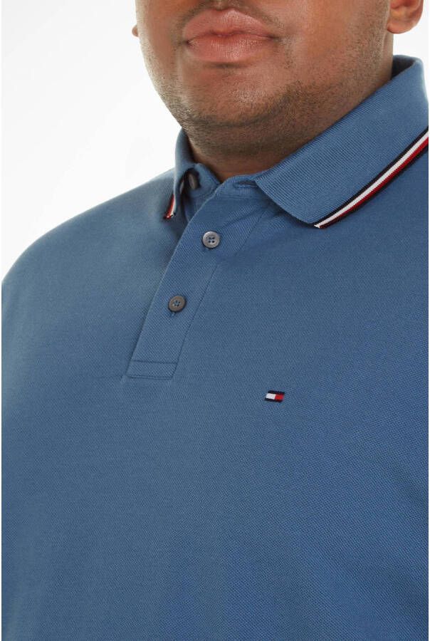 Tommy Hilfiger Big & Tall slim fit polo Plus Size met contrastbies blue coast