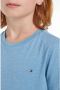 Tommy Hilfiger gemêleerd basic T-shirt lichtblauw melange Jongens Biologisch katoen Ronde hals 128 - Thumbnail 2