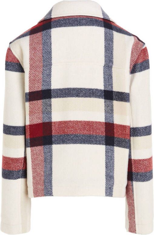 Tommy Hilfiger geruite coat van polyester ecru rood donkerblauw