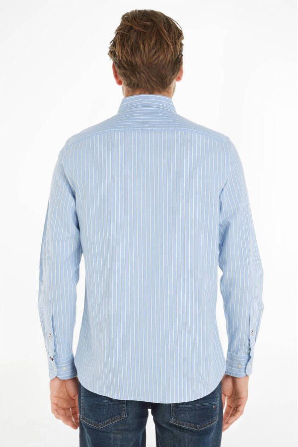 Tommy Hilfiger gestreept regular fit overhemd van biologisch katoen vessel blue