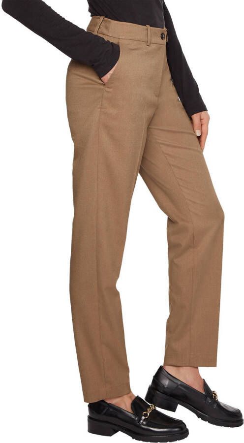Tommy Hilfiger high waist straight fit pantalon van gerecycled polyester camel