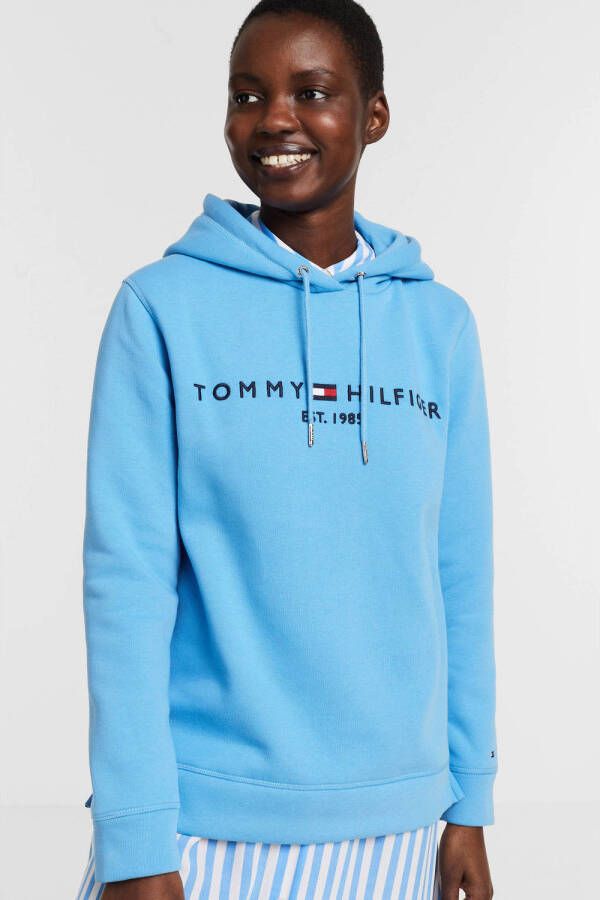 Tommy Hilfiger hoodie met logo en borduursels blauw
