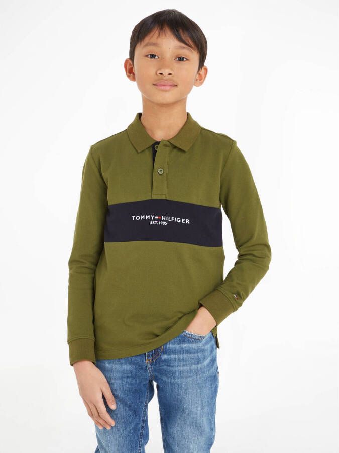 Tommy Hilfiger polo COLORBLOCK groen donkerblauw
