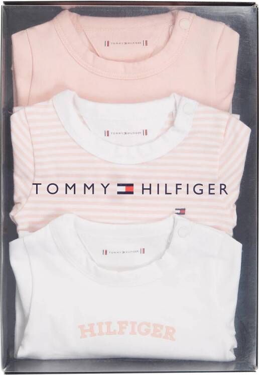 Tommy Hilfiger giftbox romper- set van 3 roze wit