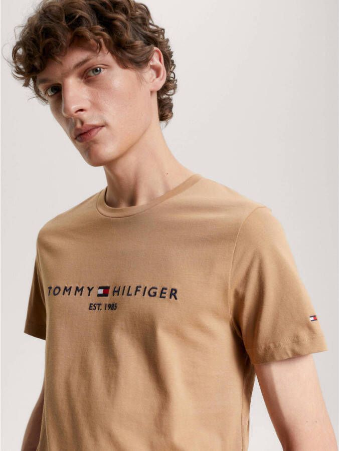 Tommy Hilfiger slim fit T-shirt met printopdruk kaki