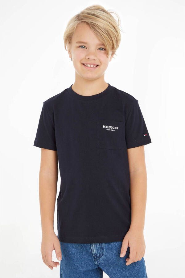 Tommy Hilfiger T-shirt ESSENTIAL POCKET met logo donkerblauw