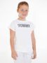 Tommy Hilfiger T-shirt met logo wit Meisjes Katoen Ronde hals Logo 128 - Thumbnail 2