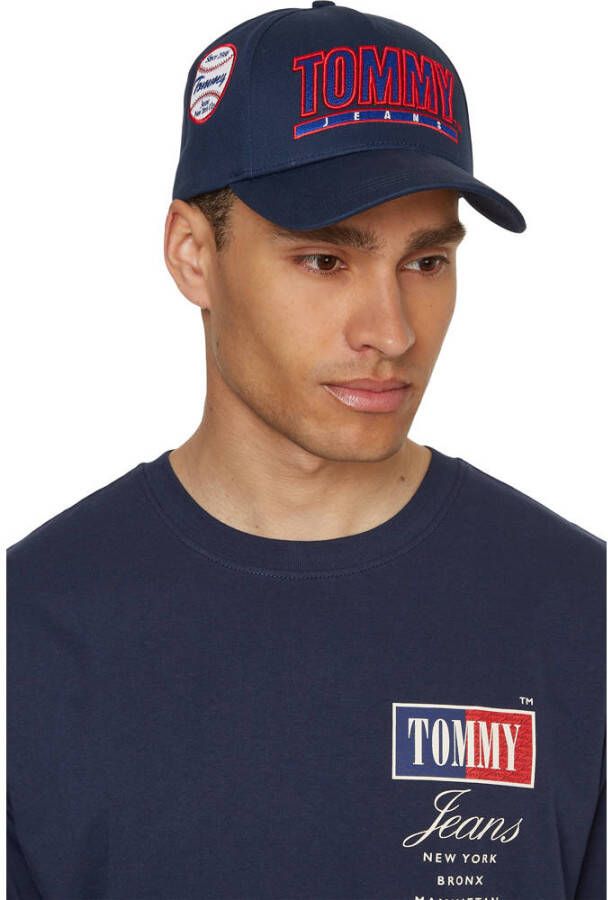 Tommy Jeans pet met logo donkerblauw rood