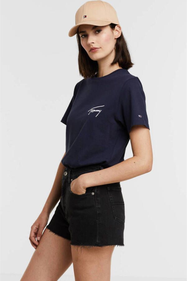 Tommy Jeans T-shirt met borduursels donkerblauw