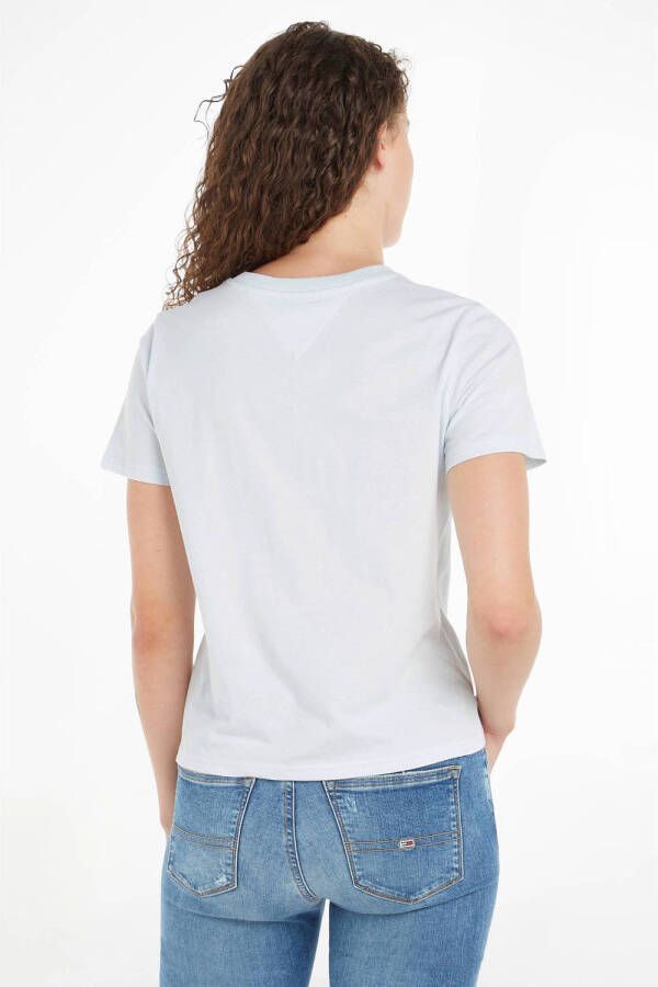 Tommy Jeans T-shirt met logo en borduursels lichtblauw