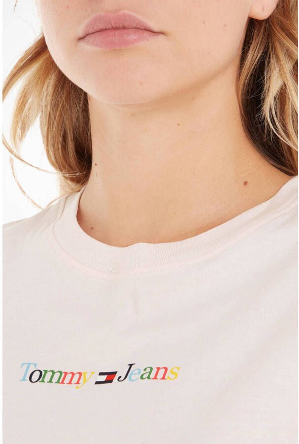 Tommy Jeans T-shirt met logo lichtroze
