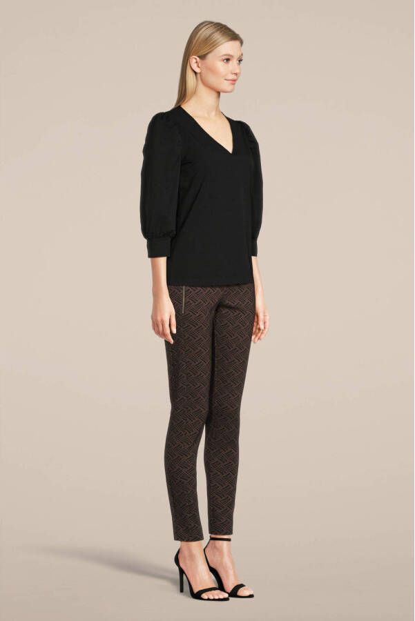 TQ-Amsterdam high waist regular fit pantalon Maud bruin zwart