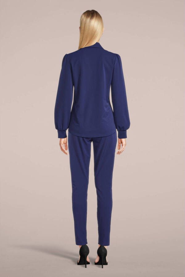 TQ-Amsterdam high waist regular fit pantalon Maud van travelstof kobalt