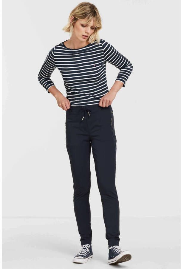 TQ-Amsterdam high waist tapered fit pantalon Maud van travelstof donkerblauw - Foto 3