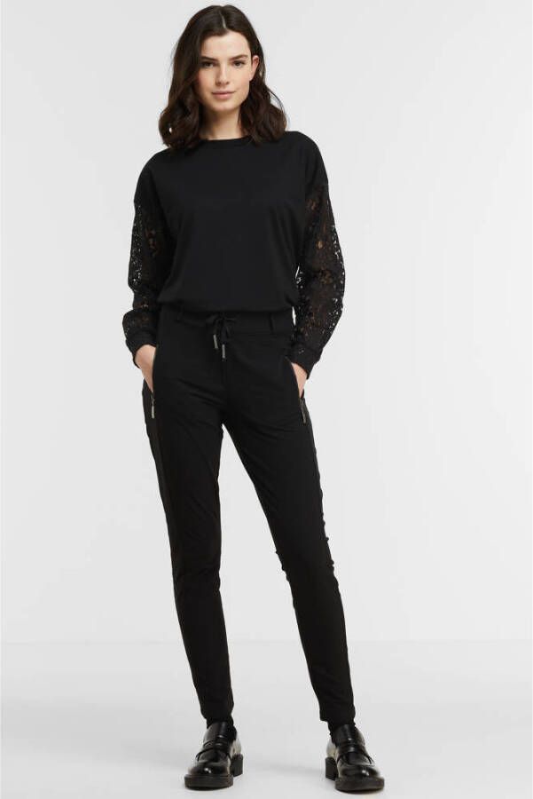 TQ-Amsterdam high waist tapered fit pantalon Maud van travelstof zwart