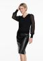 Tramontana pullover V-Neck Fancy Sleeves Q08-09-601 9000 Zwart Dames - Thumbnail 3