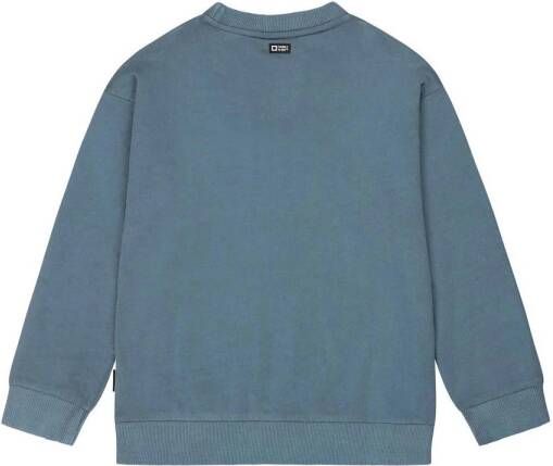 Tumble 'n Dry Mid sweater Casper met printopdruk en 3D applicatie grijsblauw