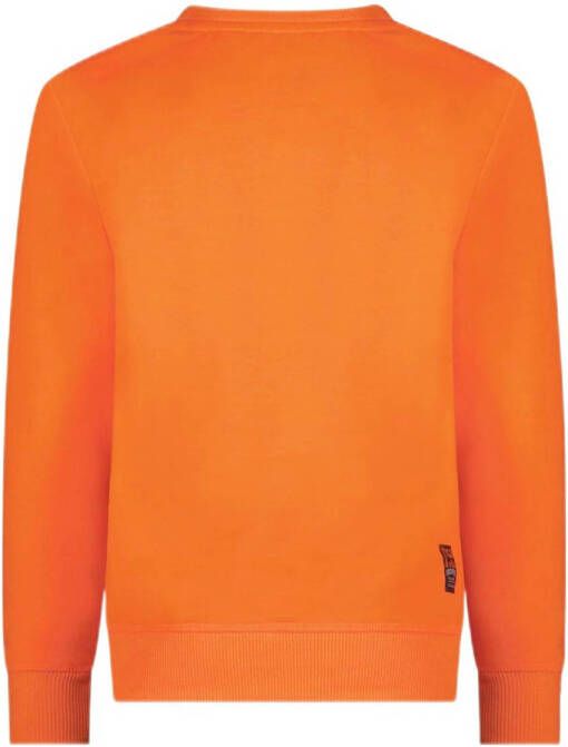 TYGO & vito sweater Samir met printopdruk oranje blauw