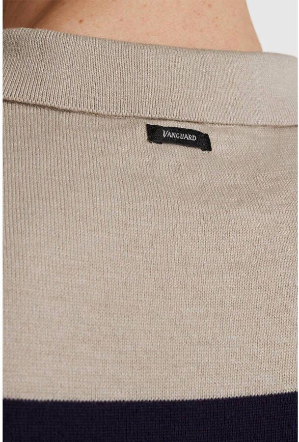 Vanguard gestreepte gebreide regular fit polo beige