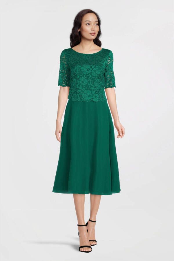 Vera Mont A-lijn jurk met kant groen