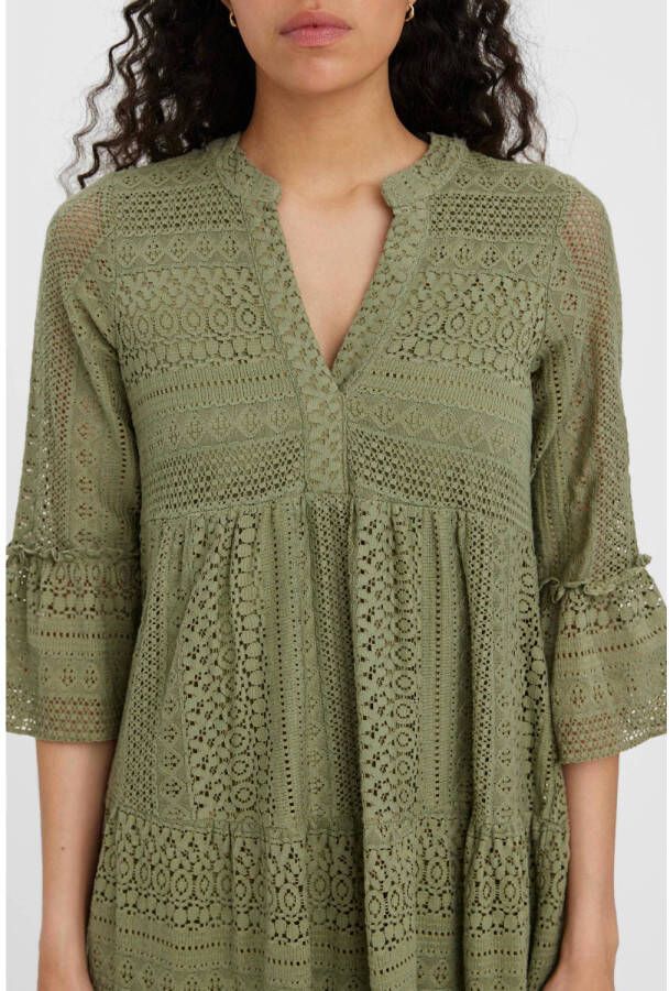 VERO MODA A-lijn jurk VMHONEY met kant groen
