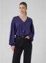 VERO MODA blouse VMEYE van gerecycled polyester donkerblauw - Thumbnail 2
