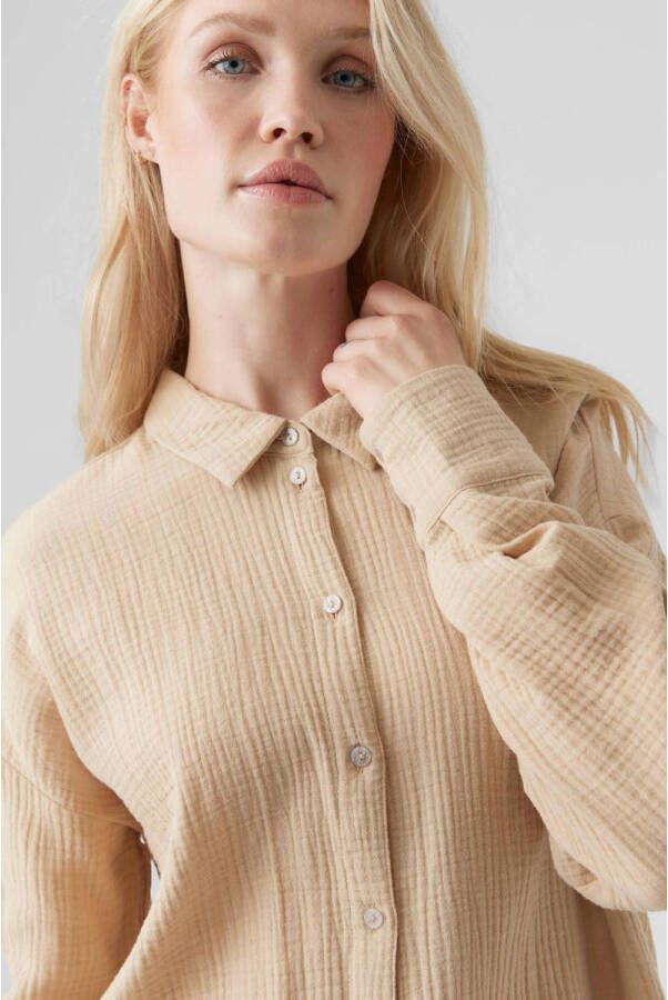 VERO MODA blouse VMNATALI met textuur beige