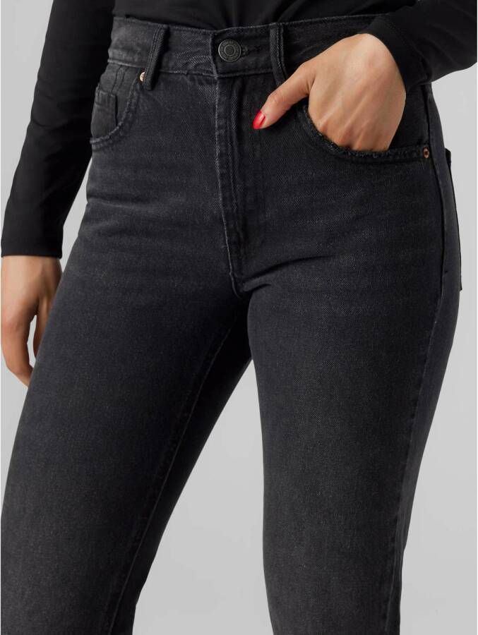VERO MODA cropped high waist straight fit jeans VMHAILEY black denim
