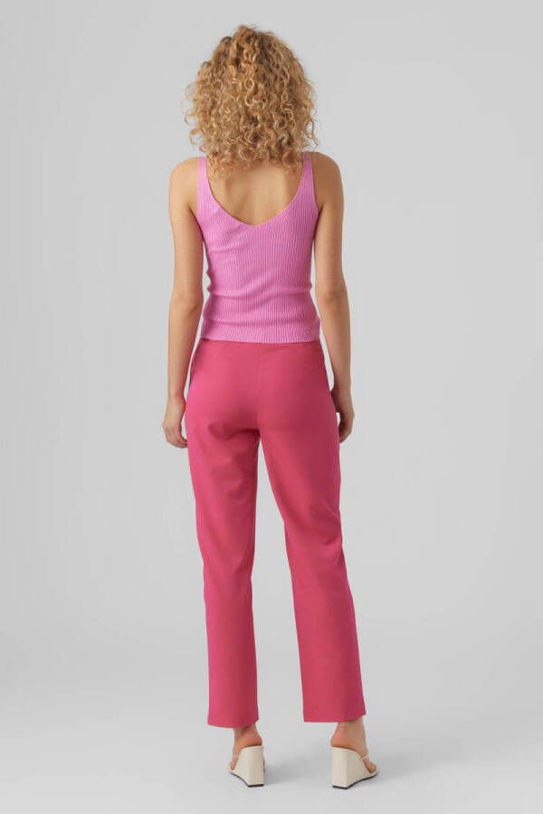 VERO MODA cropped high waist straight fit pantalon VMZELDA roze