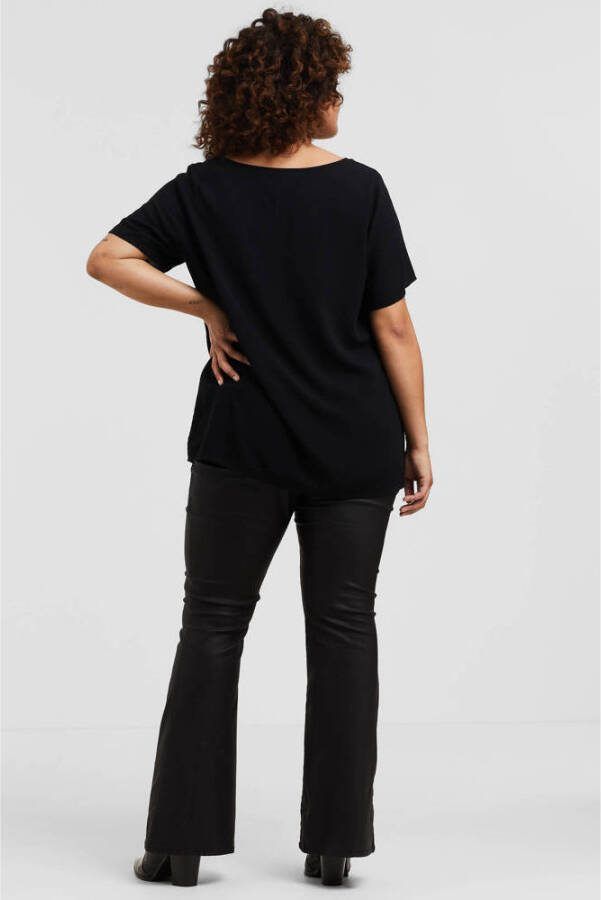 VERO MODA CURVE coated high waist flared jeans VMSIGA zwart