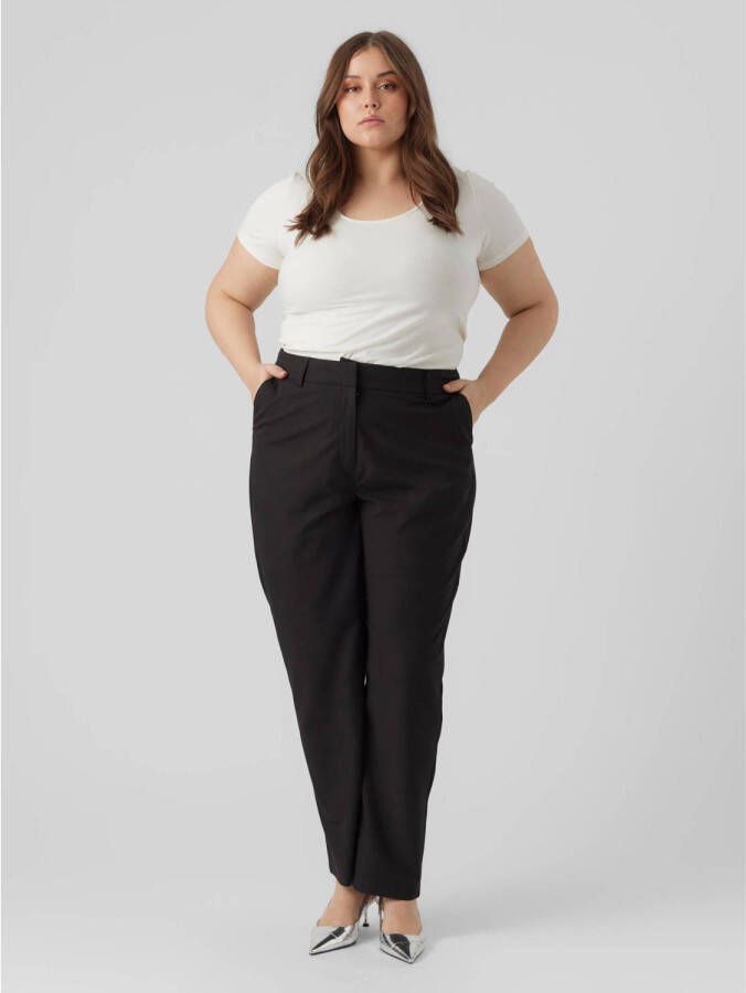 VERO MODA CURVE high waist straight fit pantalon VMZELDA zwart