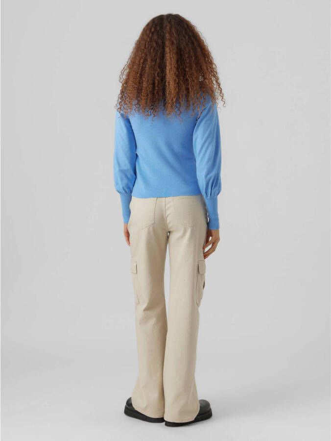 VERO MODA fijngebreide trui VMHOLLYKARISPUFF blauw