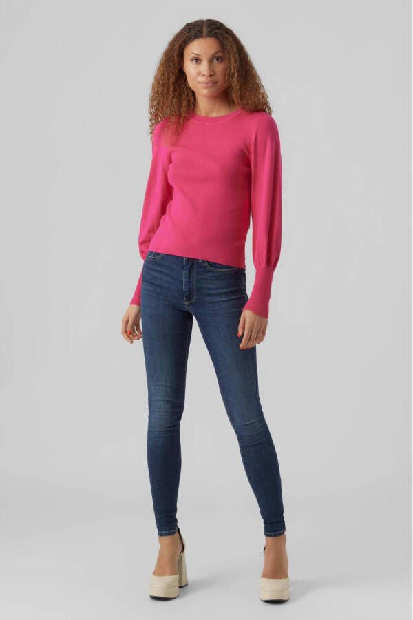 VERO MODA fijngebreide trui VMHOLLYKARISPUFF roze