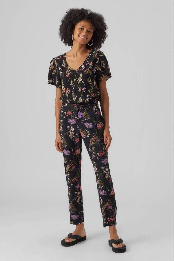 VERO MODA gebloemde top VMEASY zwart groen roze