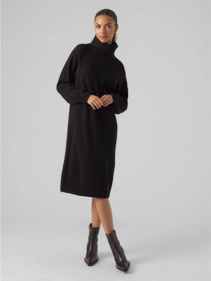 VERO MODA gebreide jurk VMDANIELA van gerecycled polyester zwart