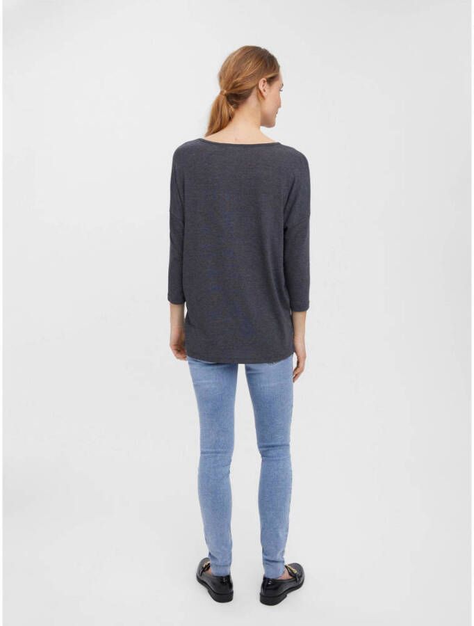 VERO MODA gebreide top VMCARLA van gerecycled polyester grijsblauw
