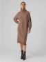 VERO MODA gemêleerde gebreide jurk VMDANIELA van gerecycled polyester bruin - Thumbnail 2