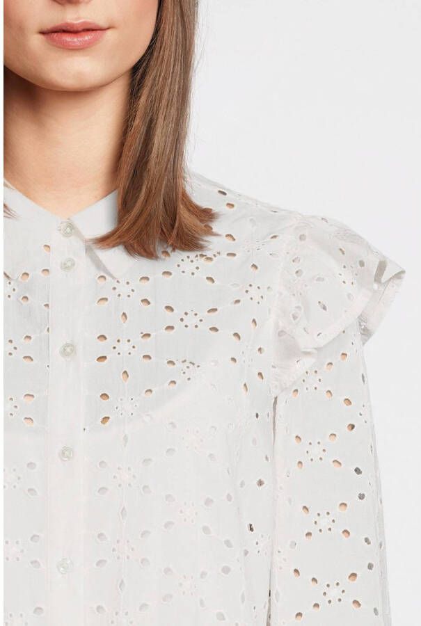 VERO MODA geweven blouse VMISABEL met ruches wit - Foto 3