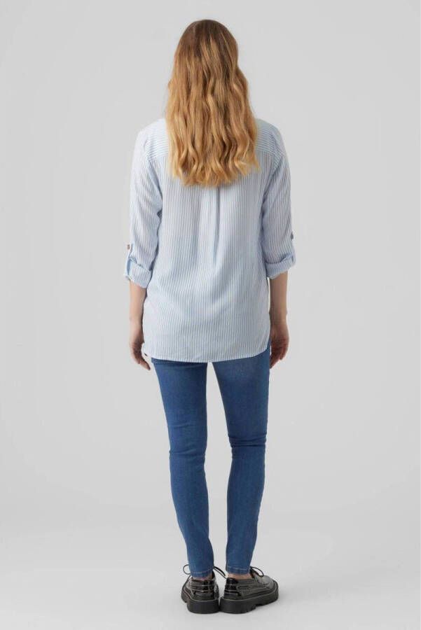 VERO MODA MATERNITY gestreepte zwangerschapsblouse VMMBUMPY lichtblauw
