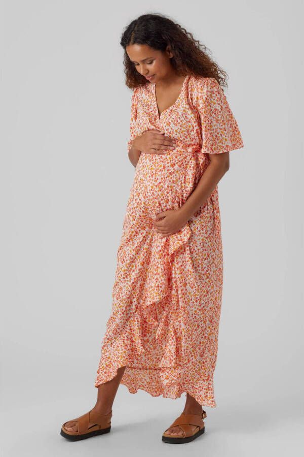VERO MODA MATERNITY zwangerschapsjurk VMMEMMA van gerecycled polyester beige roze