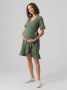VERO MODA MATERNITY zwangerschapsjurk VMMGELINA met ruches groen Dames Polyester V-hals XL - Thumbnail 2