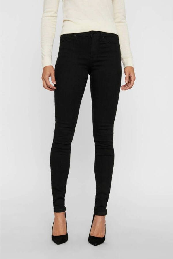 VERO MODA mid waist skinny jeans VMTANYA black