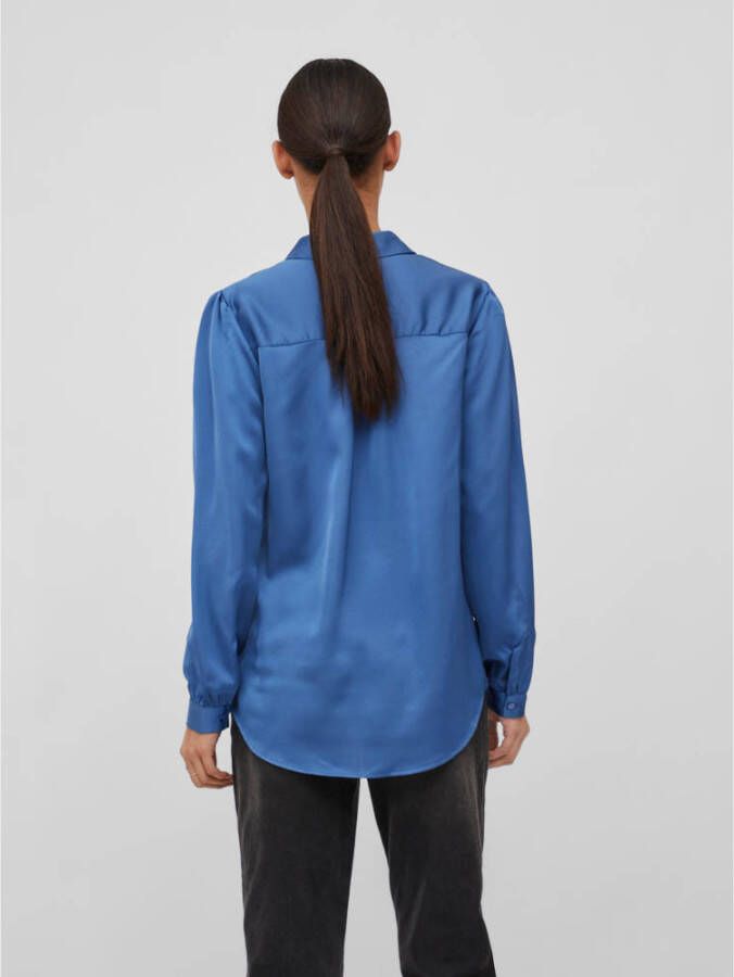 VILA blouse VIELLETTE van gerecycled polyester blauw