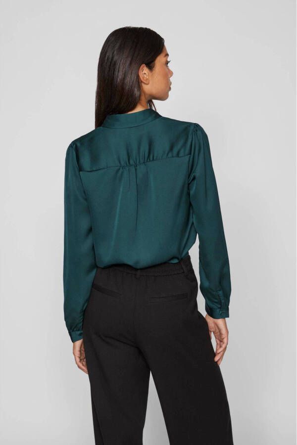 VILA blouse VIELLETTE van gerecycled polyester donkergroen